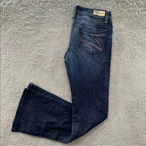 Dylan&George Alexandra Flare Y2K Vintage Low Rise Women Jeans Blue Distressed 26 - Picture 7 of 11